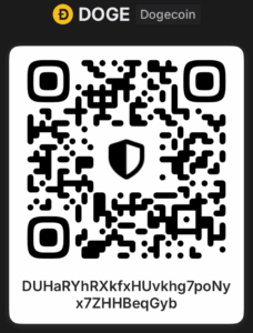 QR code for receiving Dogecoin cryptocurrency.