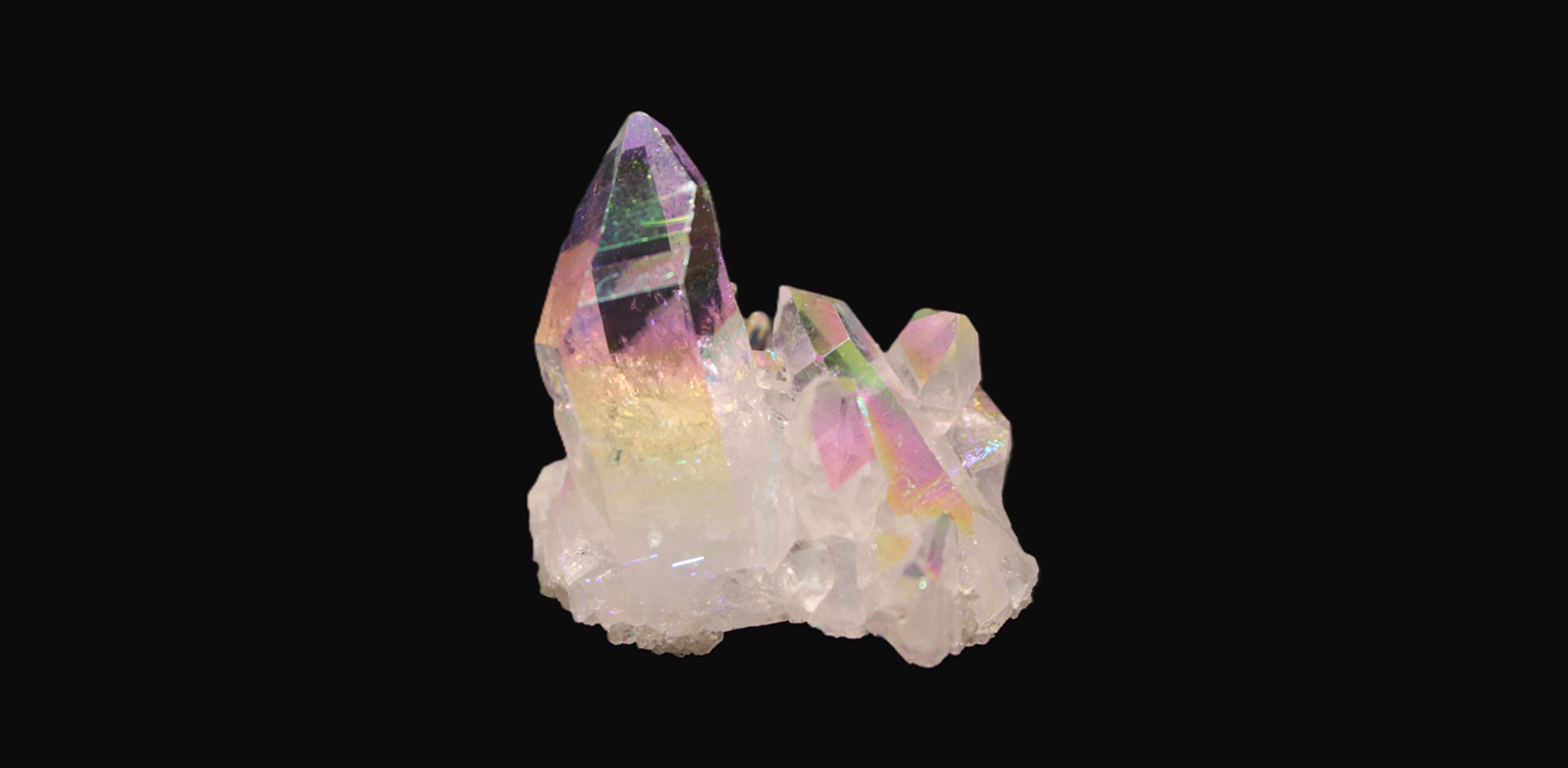 A crystal with multiple colors on it